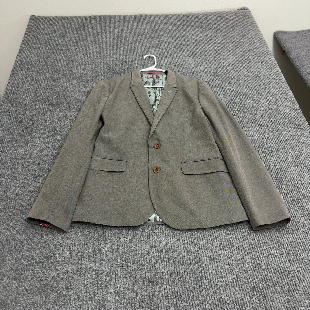 Ted Baker Suit Mens S/34L Grey Wool Blend Nautical Lining Slim Fit Professional